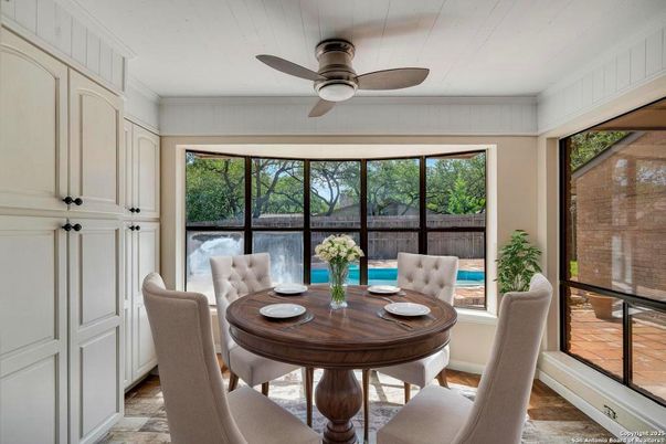 Dining room, Interior, Sun Room, Wood Texture Flooring