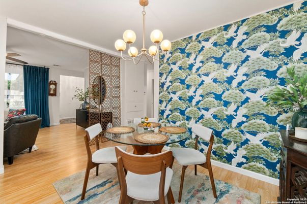 Chandelier, Dining room, Interior, Wood Texture Flooring