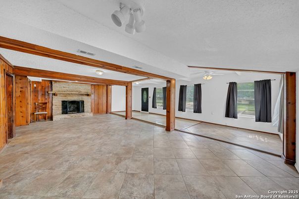 Empty room, Fireplace, Interior, Wooden Walls
