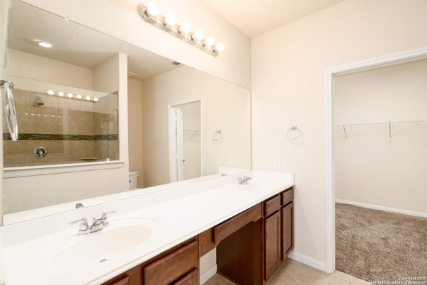 Bathroom, Dual Sink Vanities, Glass Shower, Interior, Recessed Lighting