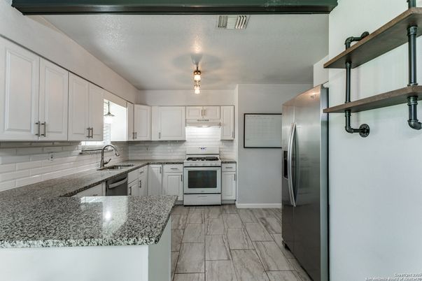 Interior, Kitchen, Stainless Steel Appliances, Wood Texture Flooring