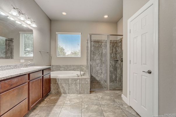 Bathroom, Dual Sink Vanities, Glass Shower, Interior, Recessed Lighting