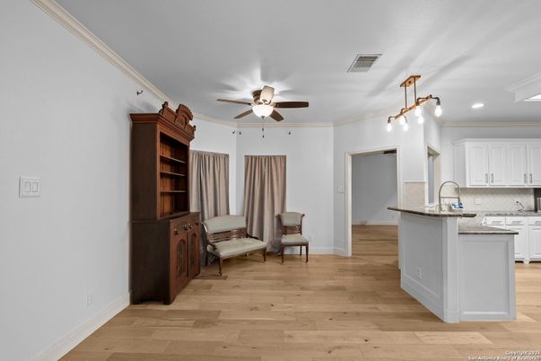 Interior, Kitchen, Pendant Lights, Recessed Lighting, Wood Texture Flooring
