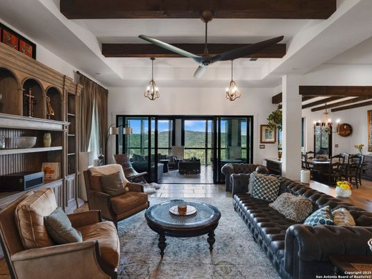 Chandelier, Dining room, Interior, Living room, Pendant Lights, Wooden Beams, Wood Texture Flooring