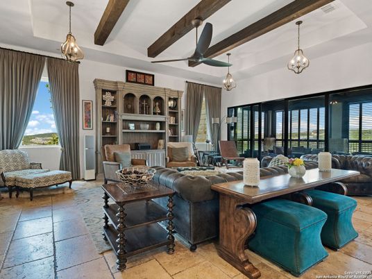 Dining room, Interior, Living room, Pendant Lights, Wooden Beams