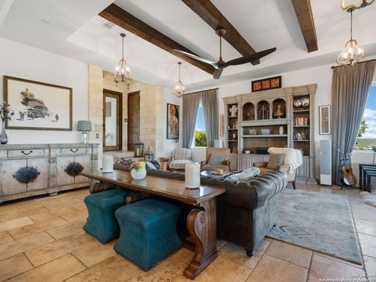 Dining room, Interior, Living room, Pendant Lights, Stone Walls, Wooden Beams