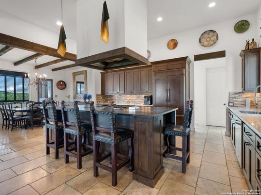 Chandelier, Dining room, Interior, Kitchen, Pendant Lights, Recessed Lighting, Wooden Beams