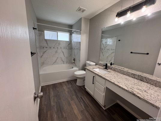 Bathroom, Interior, Marble Walls, Wood Texture Flooring