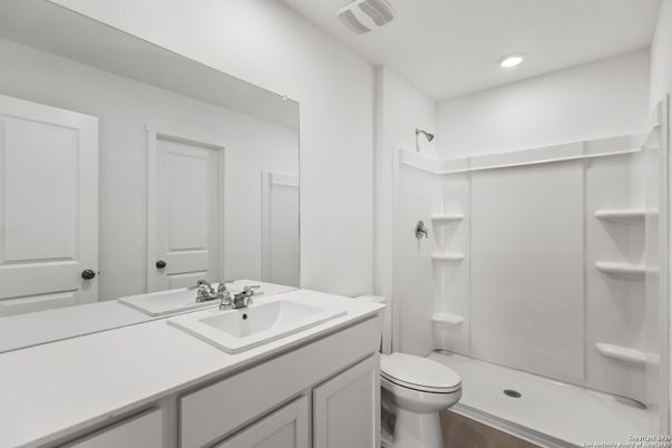 Bathroom, Interior, Recessed Lighting, Wood Texture Flooring
