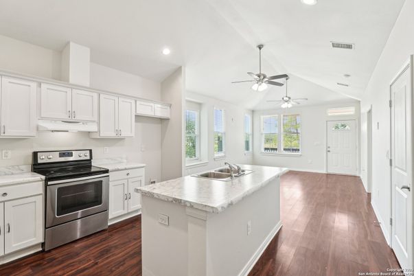 Interior, Kitchen, Recessed Lighting, Wood Texture Flooring