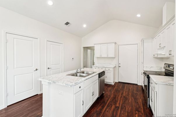 Interior, Kitchen, Recessed Lighting, Wood Texture Flooring