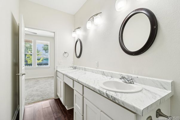 Bathroom, Dual Sink Vanities, Interior, Wood Texture Flooring