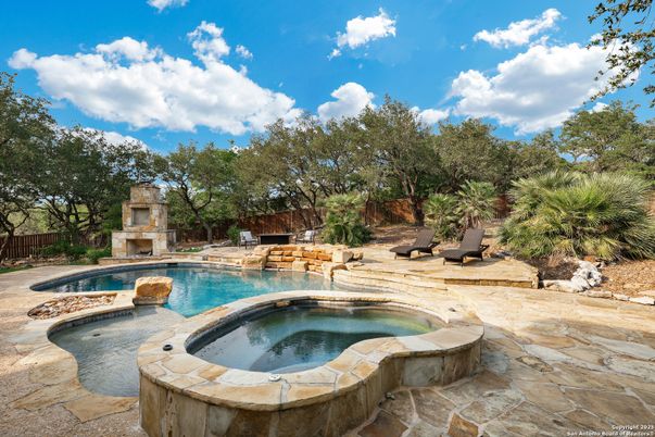 Exterior, Fireplace, Pool