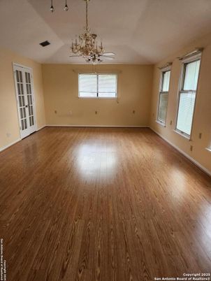 Chandelier, Empty room, Interior, Wood Texture Flooring