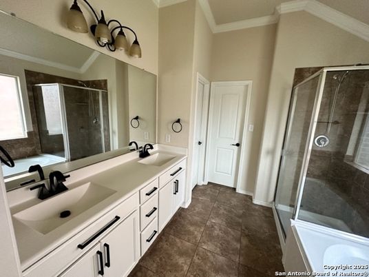 Bathroom, Dual Sink Vanities, Glass Shower, Interior