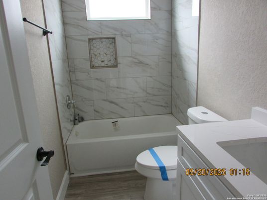 Bathroom, Interior, Marble Walls, Wood Texture Flooring