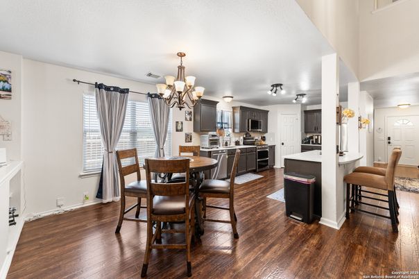 Chandelier, Dining room, Interior, Kitchen, Wood Texture Flooring