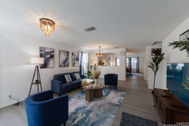Chandelier, Interior, Living room, Wood Texture Flooring