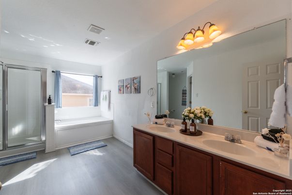Bathroom, Dual Sink Vanities, Interior, Wood Texture Flooring