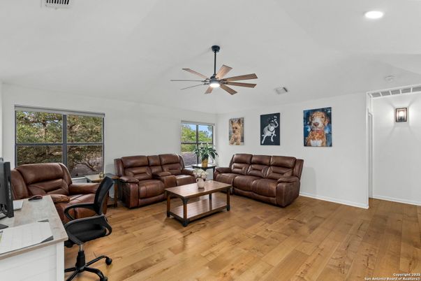 Home Office, Interior, Living room, Recessed Lighting, Wood Texture Flooring