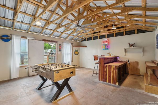 Game Room, Interior, Pendant Lights, Wooden Beams