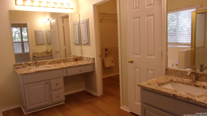 Bathroom, Dual Sink Vanities, Interior, Wood Texture Flooring