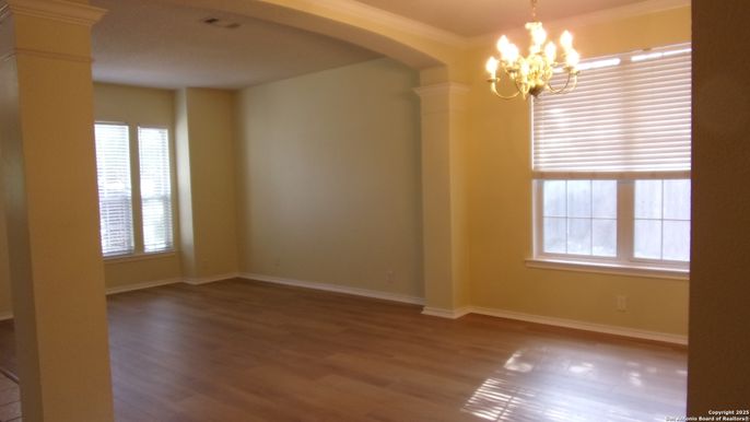 Chandelier, Empty room, Interior, Wood Texture Flooring