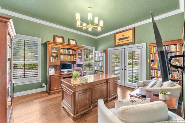 Home Office, Interior, Pendant Lights, Wood Texture Flooring