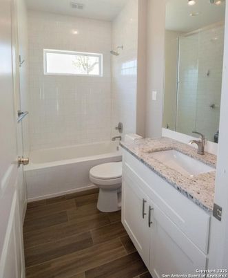 Bathroom, Glass Shower, Interior, Recessed Lighting, Wood Texture Flooring