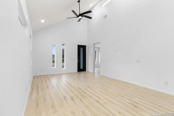 Empty room, Interior, Recessed Lighting, Wood Texture Flooring