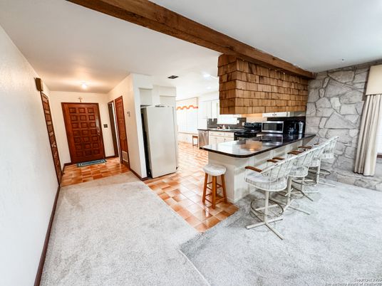 Interior, Kitchen, Recessed Lighting, Stone Walls