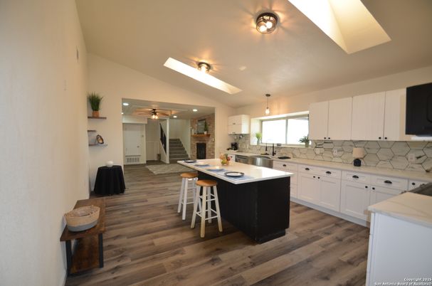 Interior, Kitchen, Recessed Lighting, Wood Texture Flooring