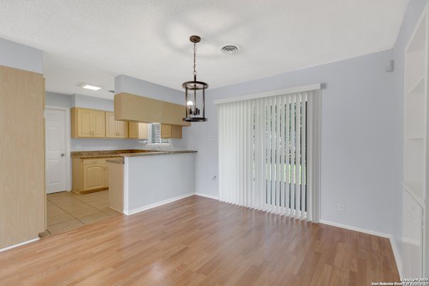 Interior, Kitchen, Pendant Lights, Wood Texture Flooring