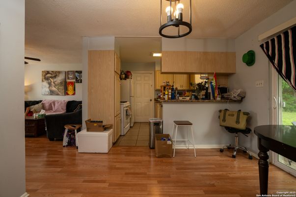 Interior, Kitchen, Pendant Lights, Recessed Lighting, Wood Texture Flooring