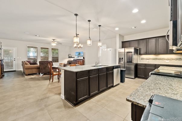 Dining room, Interior, Kitchen, Living room, Pendant Lights, Recessed Lighting, Stainless Steel Appliances