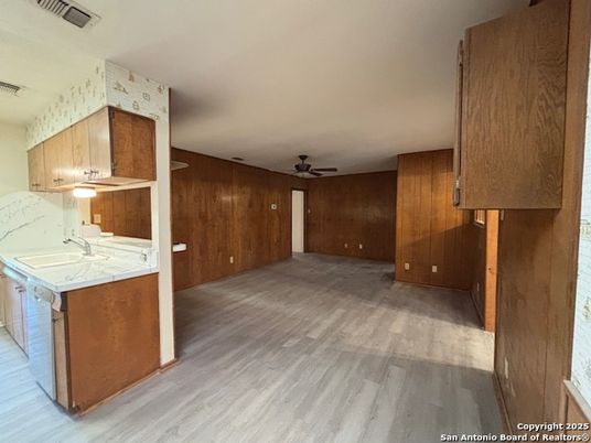 Interior, Kitchen, Wood Texture Flooring, Wooden Walls