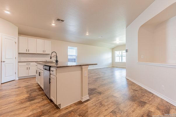 Interior, Kitchen, Recessed Lighting, Wood Texture Flooring