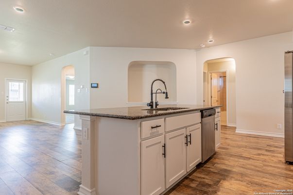 Interior, Kitchen, Recessed Lighting, Wood Texture Flooring