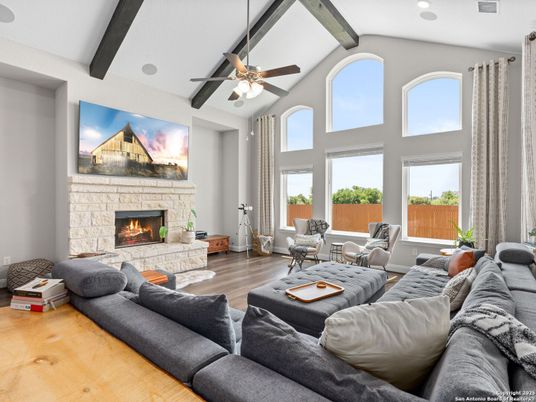 Fireplace, Interior, Living room, Recessed Lighting, Wooden Beams, Wood Texture Flooring