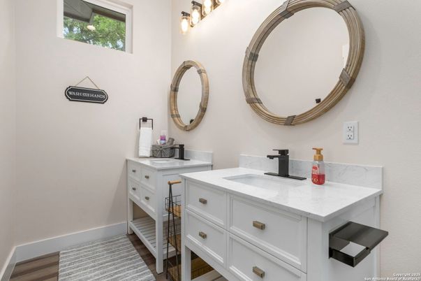 Bathroom, Dual Sink Vanities, Interior, Wood Texture Flooring
