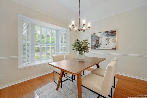 Chandelier, Dining room, Interior, Wood Texture Flooring