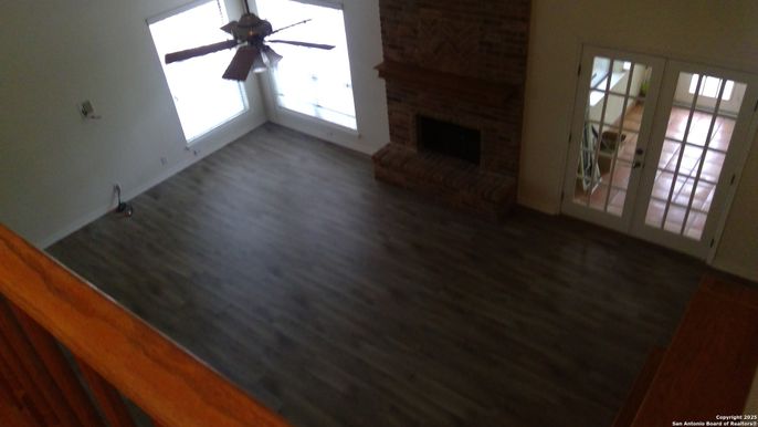 Empty room, Fireplace, Interior, Wood Texture Flooring, Wooden Walls
