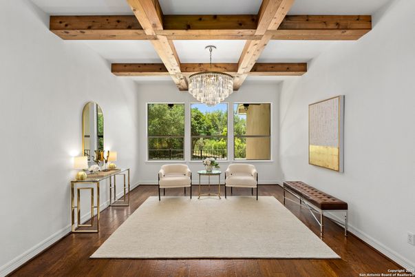 Chandelier, Interior, Wooden Beams, Wood Texture Flooring