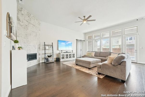 Fireplace, Interior, Living room, Stone Walls, Wood Texture Flooring