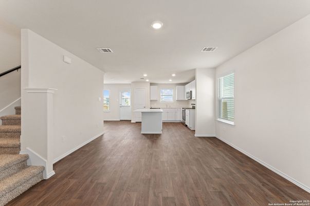 Interior, Kitchen, Recessed Lighting, Wood Texture Flooring