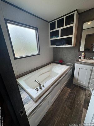 Bathroom, Interior, Recessed Lighting, Wood Texture Flooring