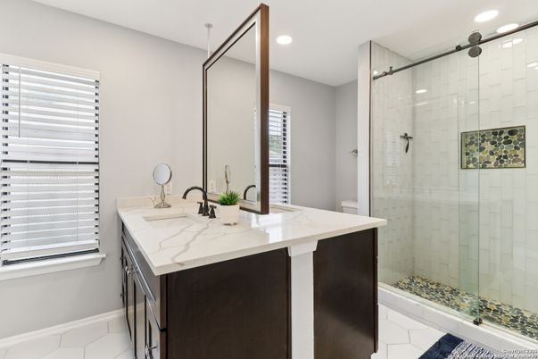 Bathroom, Glass Shower, Interior, Recessed Lighting