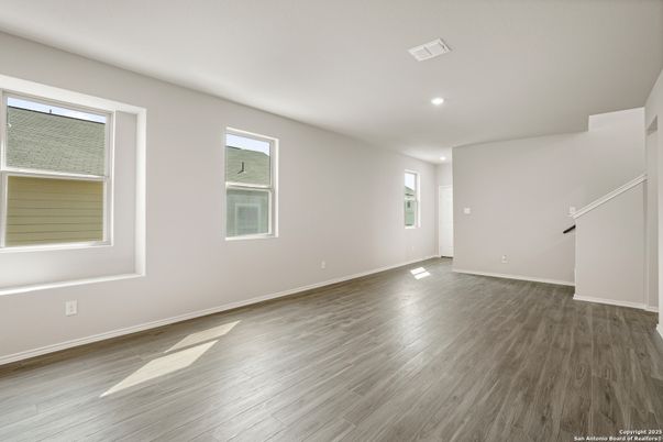Empty room, Interior, Recessed Lighting, Wood Texture Flooring