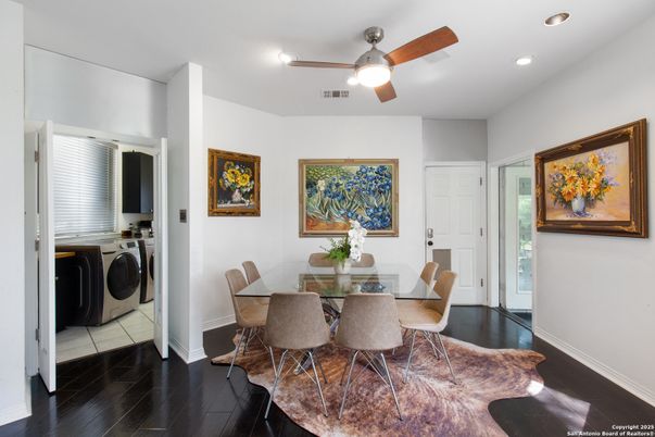 Dining room, Interior, Recessed Lighting, Washer, Wood Texture Flooring