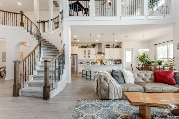 Dining room, Interior, Kitchen, Living room, Pendant Lights, Recessed Lighting, Stainless Steel Appliances, Wood Texture Flooring